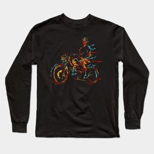 Motorcycle rider abstract colorful Long Sleeve T-Shirt